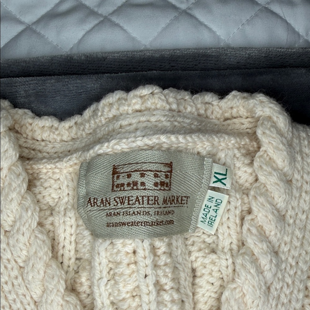 Aran Crafts Cream Cable-Knit Button Cardigan - Picture 2 of 6